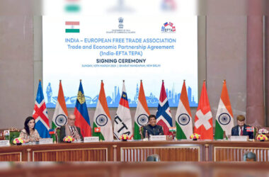 India's trade pact with the EFTA bloc, aiming for $100 billion in investment over 15 years, will take effect on October 1.